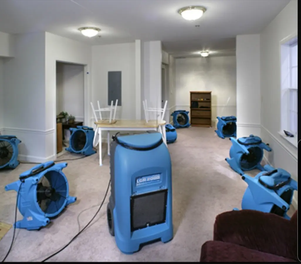 Air movers and dehumidifier setup for Water Extraction & Removal in Duarte
