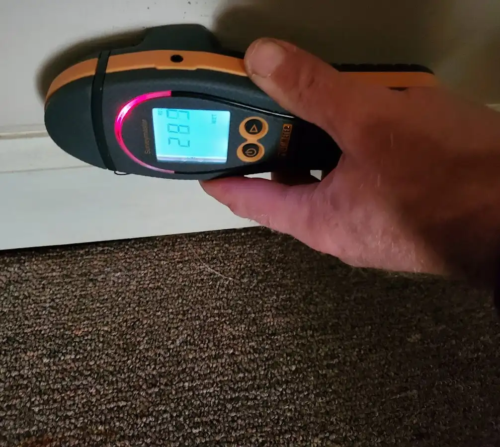 Moisture detection at baseboard during Burst Pipe Cleanup in Duarte